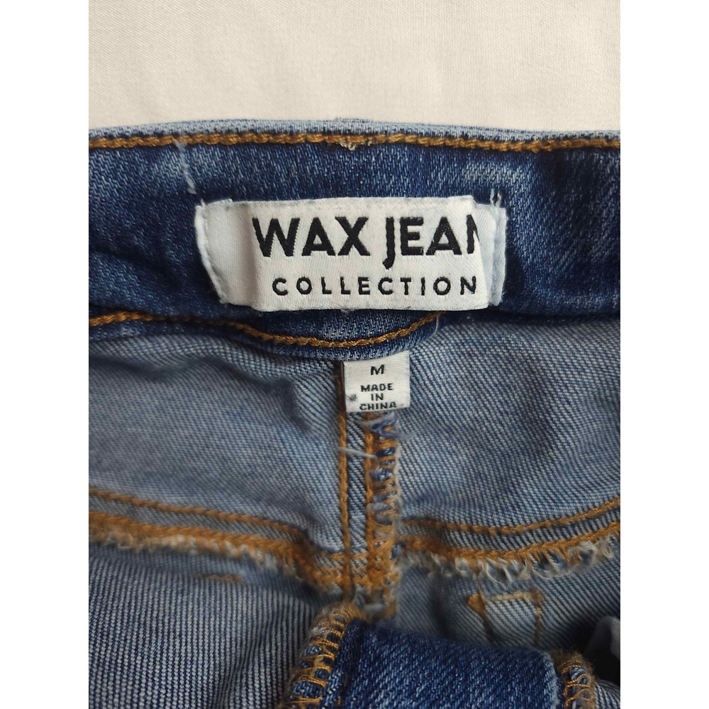 Wax Jean Distressed Denim Shorts Medium Wash Blue Cuffed Size M - Picture 4 of 8